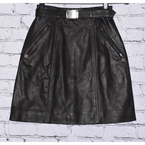 Vintage 90s Hugo Buscati Milano Genuine Leather Skirt Mini Biker Skirt Size 2